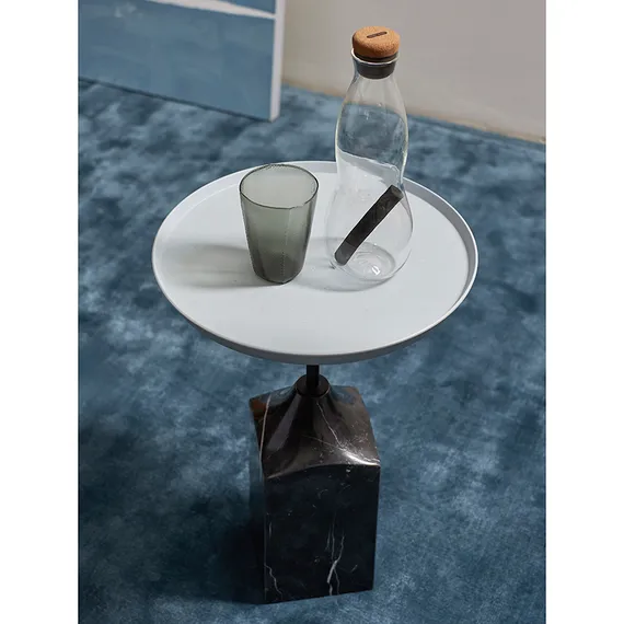Столик кофейный Sustainable Collection, Ø38х53 см, серый, черный мрамор