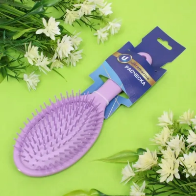 Расческа массажная «Lady Brush», форма овальная, цвет сиреневый, 22,5*7см (блистер Ultramarine)