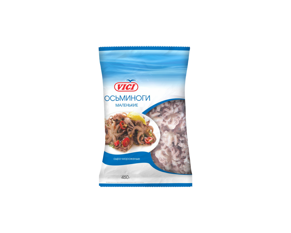 Осьминоги маленькие потрошеные с головой и щупальцами с/м 60/80, VICI, 450 г