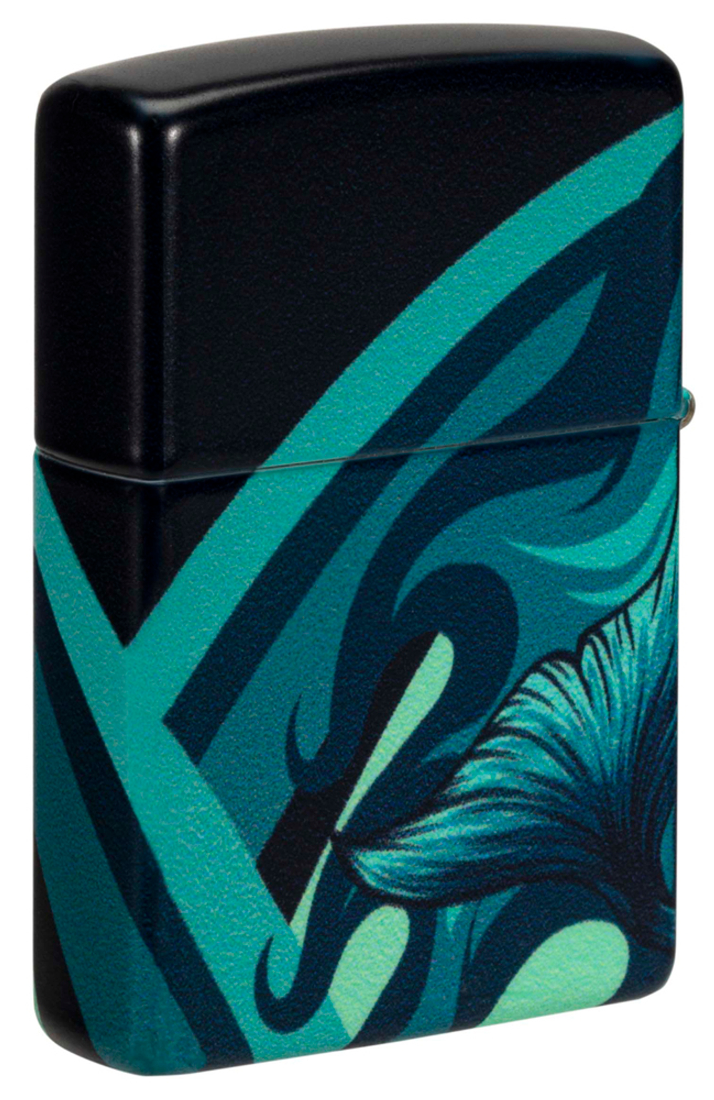 Зажигалка Zippo Mermaid Design с покрытием 540 Matte, латунь/сталь, черная, матовая, 38x13x57 мм