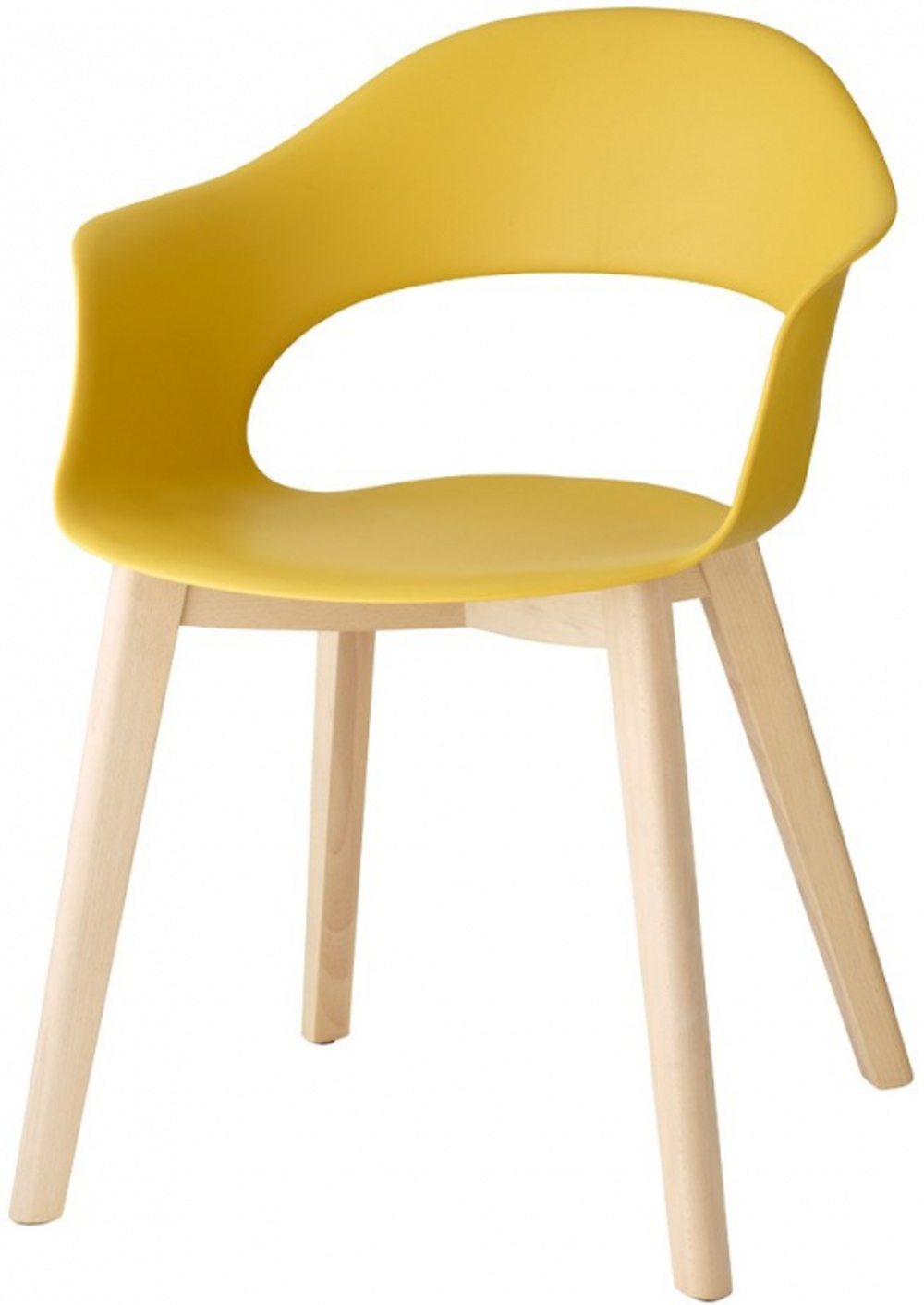 Кресло пластиковое Scab Design Natural Lady B, отбеленный бук, желтый