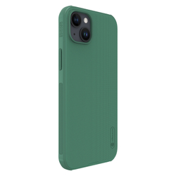 Усиленный чехол зеленого цвета (Deep Green) от Nillkin c поддержкой зарядки MagSafe для iPhone 15, серия Super Frosted Shield Pro Magnetic Case