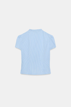 ZARA ТОП В ПОЛОСКУ НА ПУГОВИЦАХ, СИНИЙ/БЕЛЫЙ