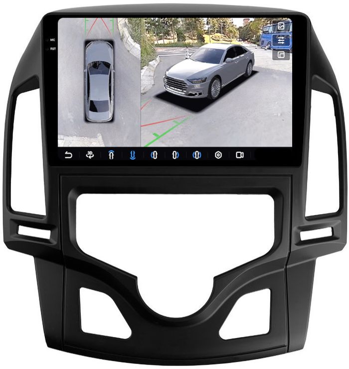 Магнитола для Hyundai i30 1 2007-2012 (климат) - FarCar BX043M-360 монитор 9.5" 2K QLED на Android 13, Быстрая, CarPlay, 4G SIM-слот, 4 камеры в комплекте