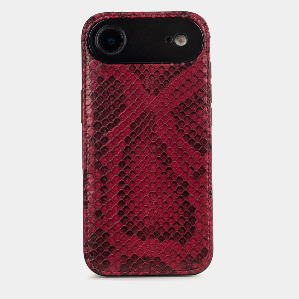 Чехол-накладка для iPhone 17 Air - кожа питона, малина
