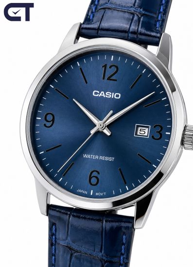 Casio LTP-V004L-2B General часы наручные женские — синий циферблат и кожаный ремешок в тон