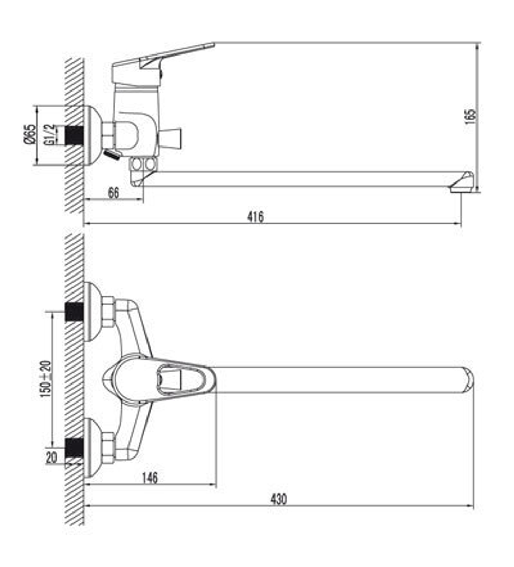 Смеситель для ванны LEMARK LUNA – LM4102C