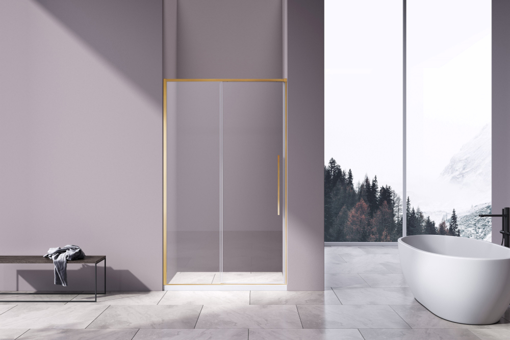 Душевая дверь Vincea Слим-Н (Slim-N) VDS-4SN120CLG, 1200, брашированное золото, стекло прозрачное