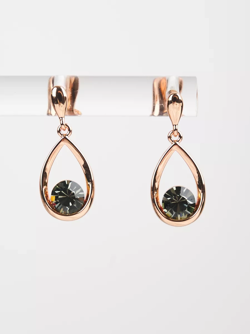 Серьги-капли Белла с серыми кристаллами Swarovski