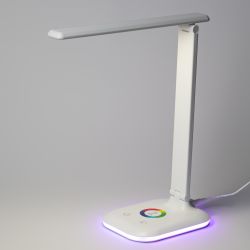 Настольный светильник ЭРА NLED-502-11W-W светодиодный с RGB ночником белый | Светодиодные настольные лампы
