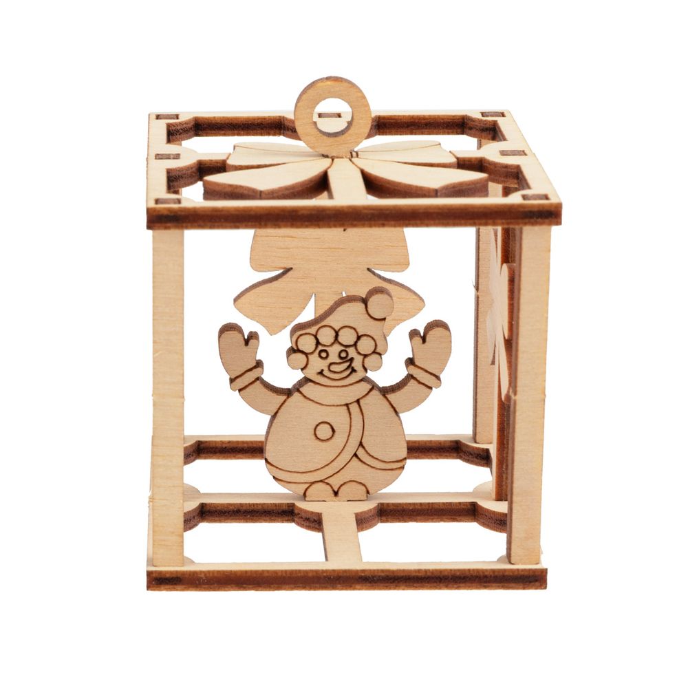 Заготовка из фанеры Подвеска объемная Подарок 5х5х5.7 см, Mr.Carving, КЛ-46