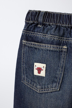 ZARA ДЖИНСЫ WIDE LEG NBA — CHICAGO BULLS, СИНИЙ