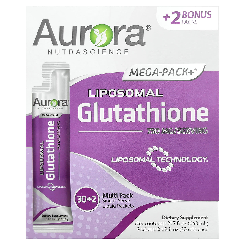 Aurora Nutrascience, Mega-Pack+®, липосомальный глутатион, 32 пакетика по 20 мл (0,68 жидк. унции)
