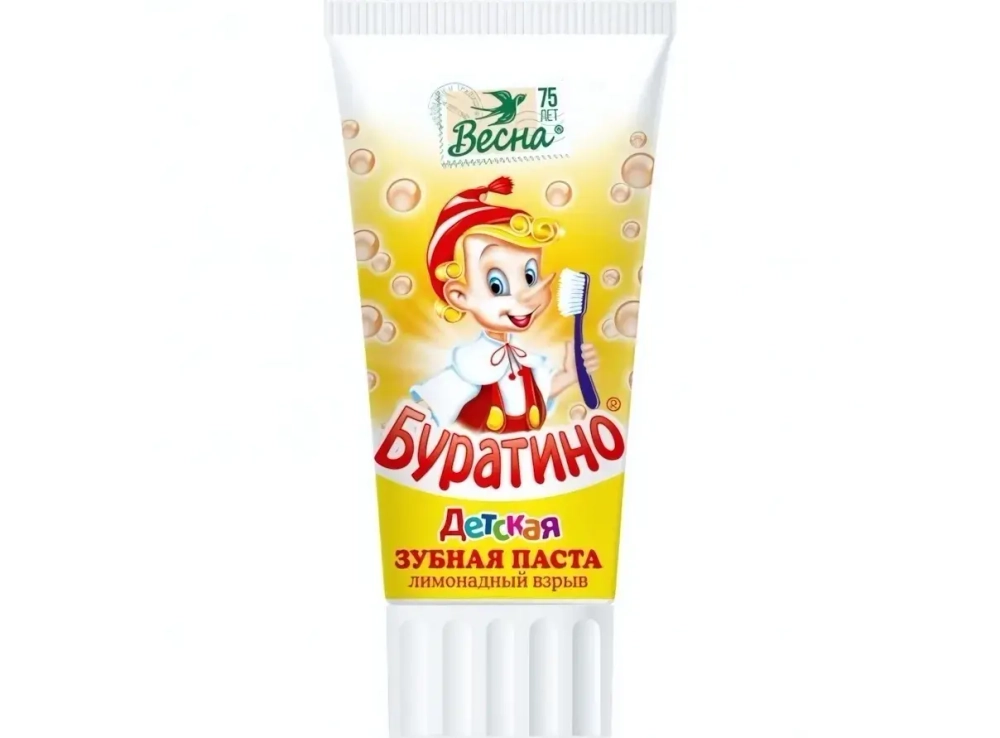 Зубная паста детская БУРАТИНО лимонад.взрыв.с колпач.»Stand-Up» 75 г