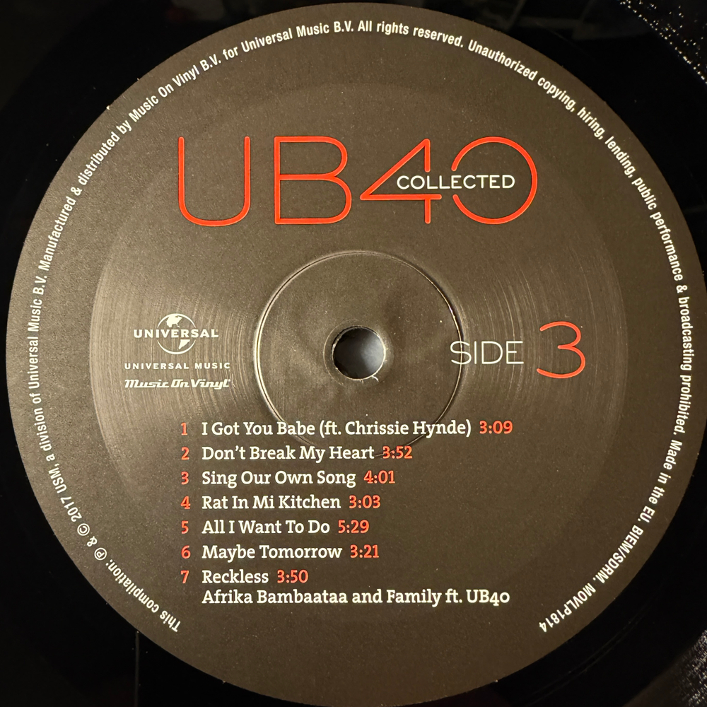 UB40 ‎– Collected 2LP (Голландия 2017г.)