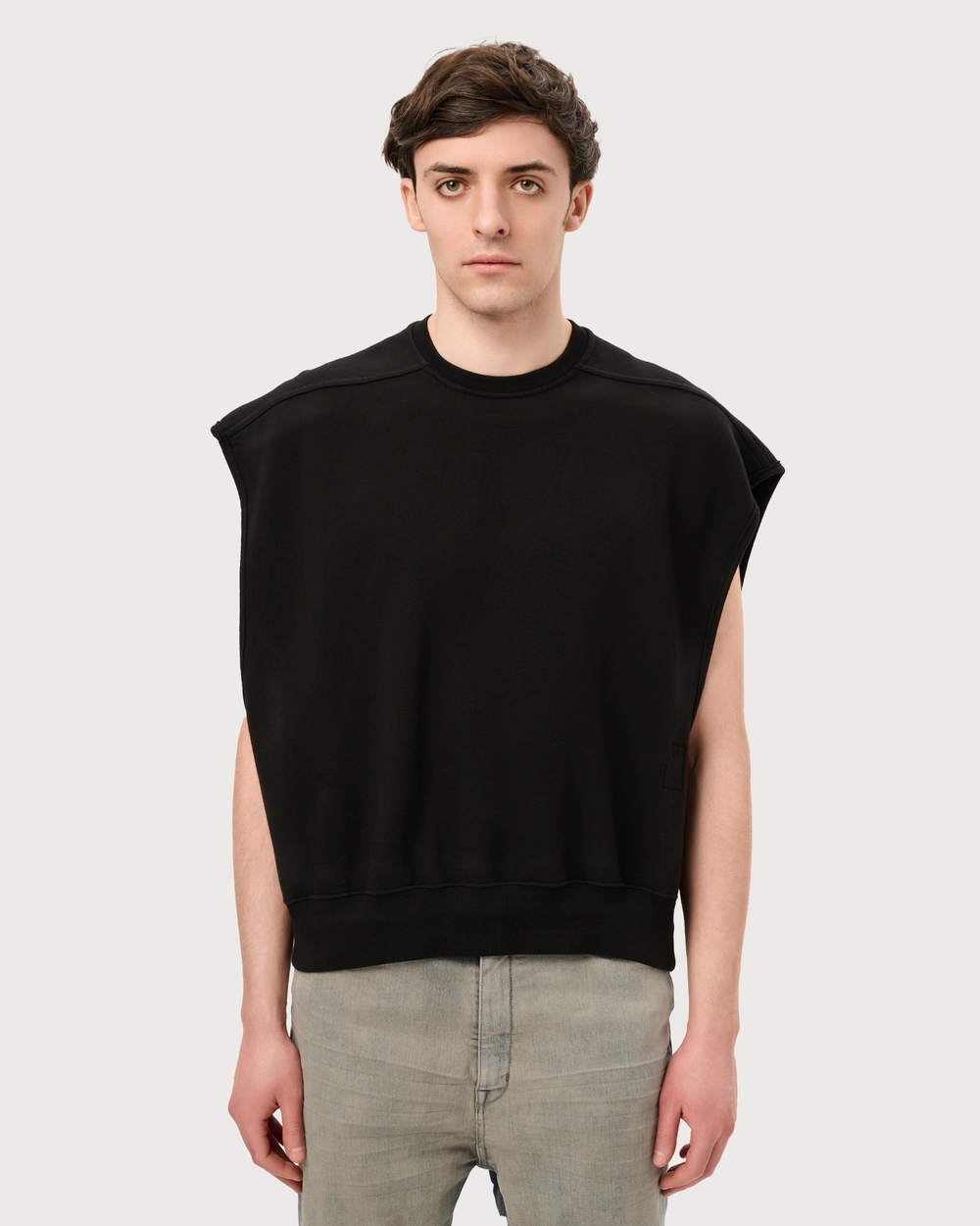 RICK OWENS DRKSHDW СВИТШОТ БЕЗ РУКАВОВ ЧЕРНЫЙ МУЖСКОЙ HOLLYWOOD JUMBO TATLIN