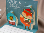 Открытка объемная "Merry Christmas" (Счастливого рождества) с красным конвертом (8х10см)