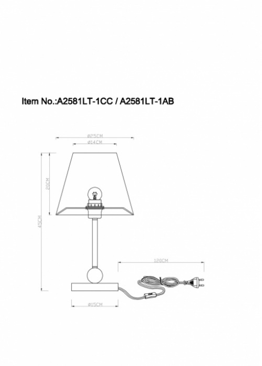 Настольная лампа Arte Lamp Elba A2581LT-1AB