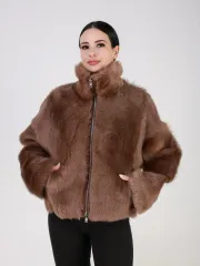 Двусторонняя дубленка зимняя шуба натуральная короткая