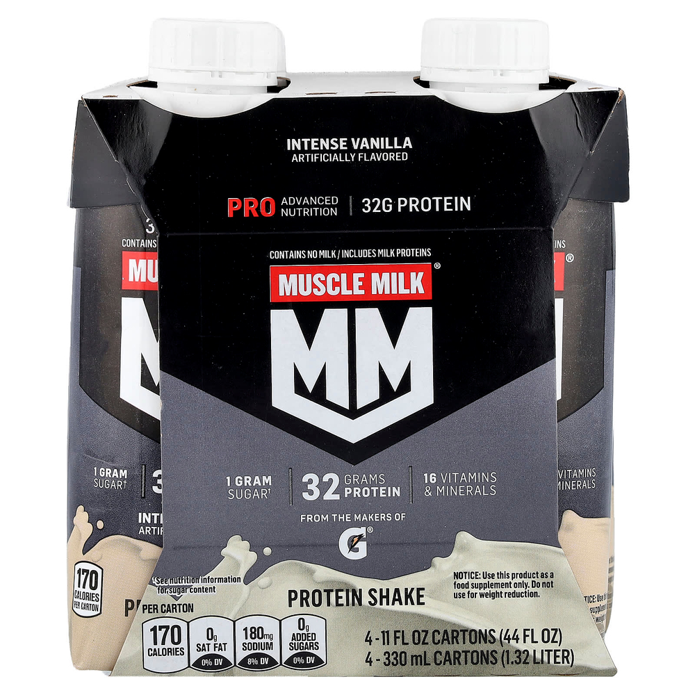 Muscle Milk, Pro Advanced Nutrition, Protein Shake, Intense Vanilla, 4 Cartons, 11 fl oz (330 ml) Each