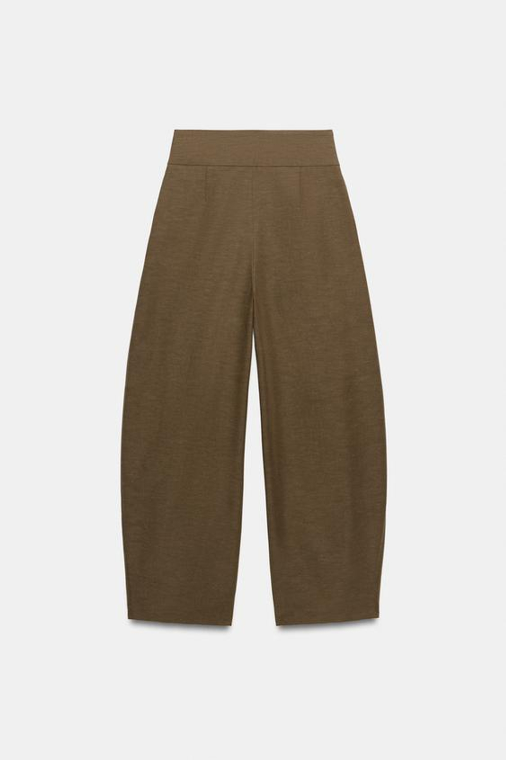 ZARA БРЮКИ BALLOON С ЗАЩИПАМИ, КОРИЧНЕВЫЙ МЕЛАНЖ