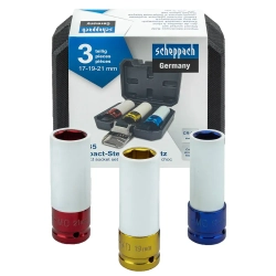 Головки ударные глубокие тонкостенные, набор 3пр., 1/2''(17, 19, 21мм) Scheppach Sch-4035