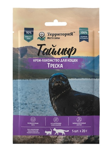 Крем-лакомство Территория Таймыр Треска для кошек 20 г 5 шт