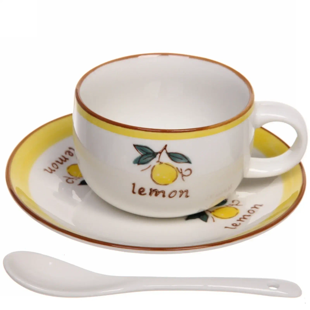 Чайный набор 5 предметов «Lemon classic» (чайник 500мл+2кружки+2блюдца)