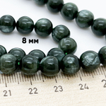 Серафинит бусины, диаметр 8,5-8,8 мм, цена за 11 шт (1/4 нити)