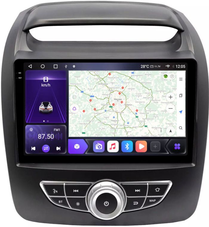 Магнитола для KIA Sorento 2012-2020 (климат на штатном экране) - Kuberg QLed+2K, Android 12, Быстрая, CarPlay, 4G SIM-слот