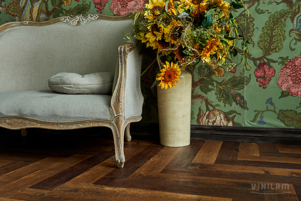 Виниловый ламинат VINILAM PARQUET Herringbone GD11155 Паркет Парижский Glue