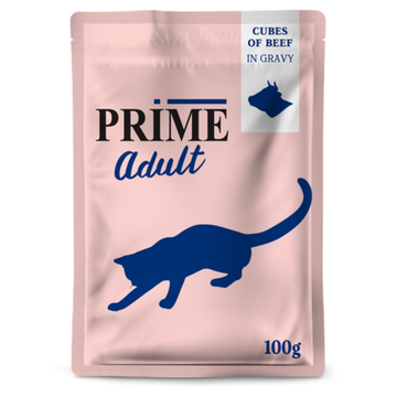 PRIME ADULT пауч 100г Кусочки из говядины в бульоне, для кошек