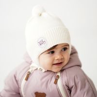 Шапка из смесовой шерсти "Молоко" на завязках 0+
