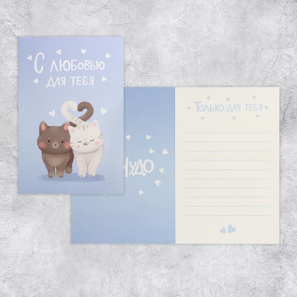 Открытка средняя «С любовью для тебя», котики, 12 х 18 см