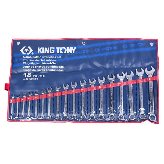 KING TONY (1218MR01) Набор комбинированных ключей, 6-24 мм, 18 предметов