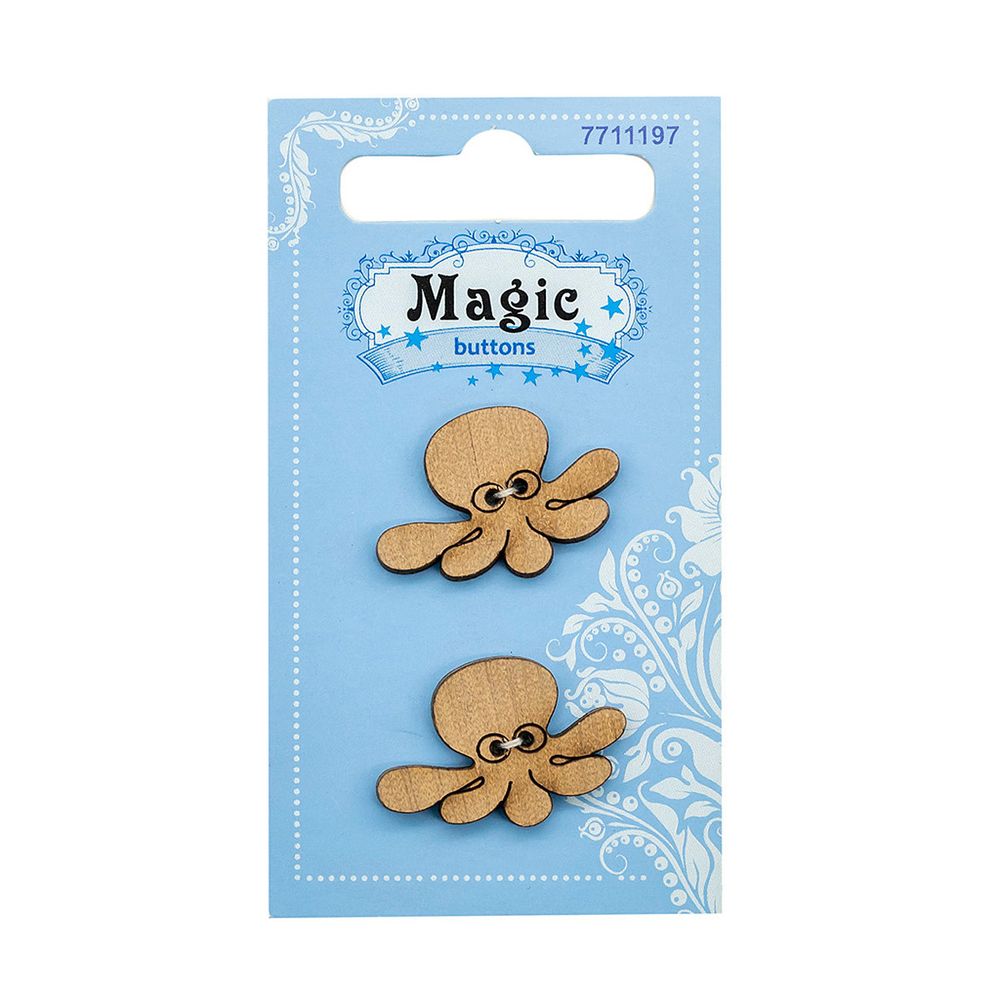 Украшения декоративные: пуговицы Осьминог, 2 шт, Magic Buttons LW794-V47