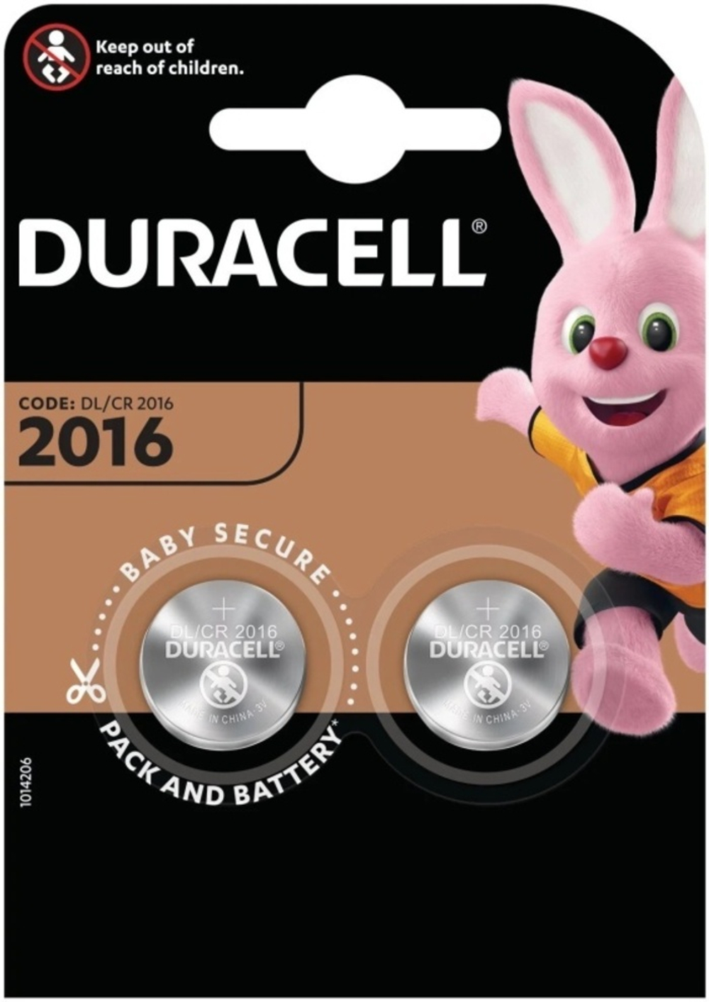 Элемент питания Duracell CR2016 бл 2