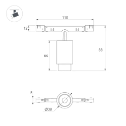 Светильник MAG-MICROCOSM-SPOT-ZOOM-R38-5W Day4000 (BK, 10-55 deg, 24V) (Arlight, IP20 Металл, 5 лет) 050975