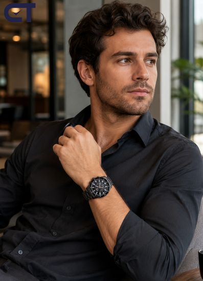 CASIO EFV-640DC-1AVUDF EDIFICE мужские наручные часы — чёрный хронограф с восьмиугольным безелем и IP-покрытием