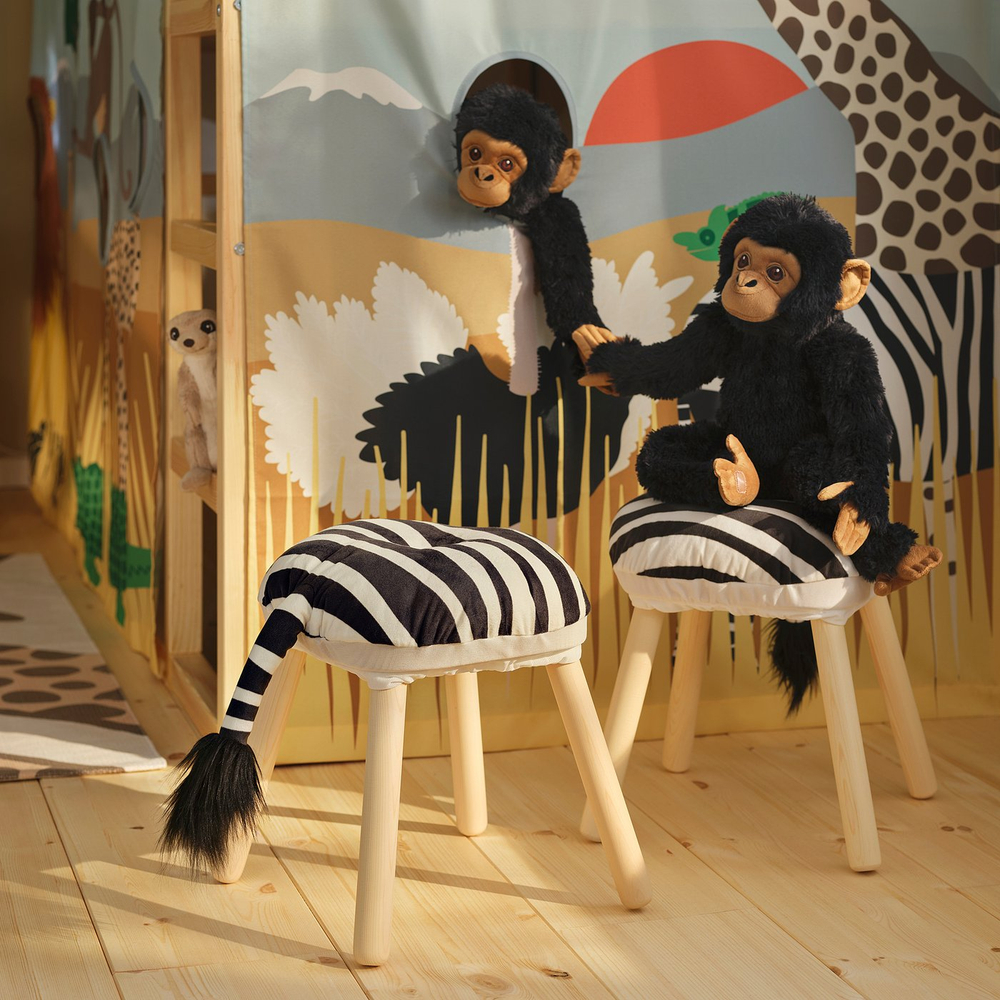 IKEA SANDLÖPARE  (ИКЕА САНДЛЁПАРЕ)  -  Чехол на табурет - черный белый/узор зебра 38 см
