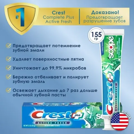 Зубная паста Сrest Complete Whitening Plus Scope