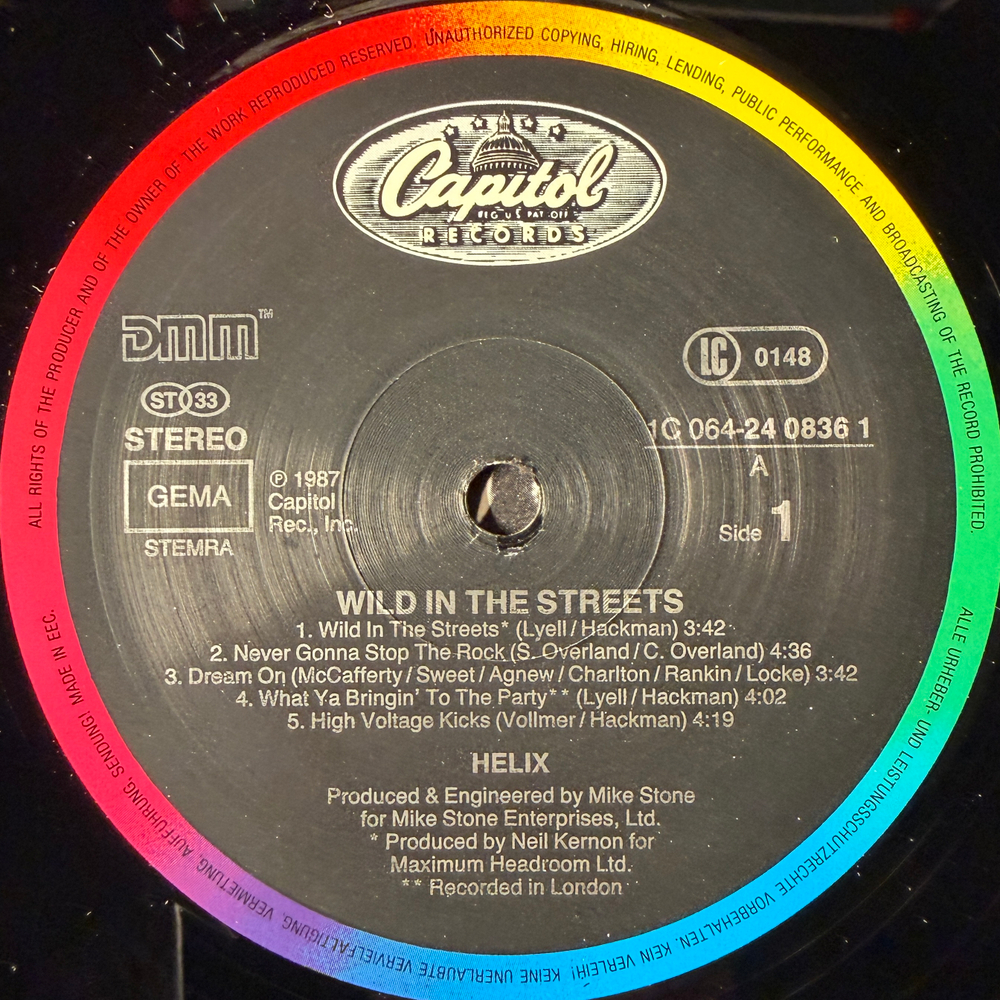 Helix ‎– Wild In The Streets (Европа 1987г.)