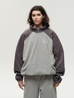 Drawstring Half-Zipped Sweatshirt Double Grey