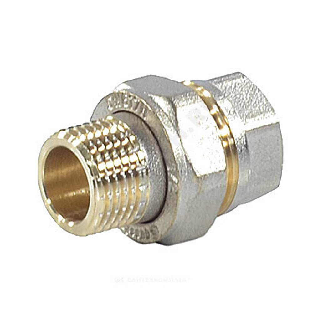 Соединитель латунь никель американка Ду 32 (1 1/4") прямой ВР/НР 9013 ГОСТ 32585-2013 Aquasfera 9013-04