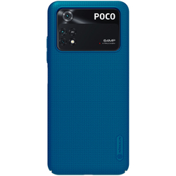 Тонкий жесткий чехол синего цвета (Peacock Blue) для Xiaomi Poco M4 Pro 4G от Nillkin, серия Super Frosted Shield