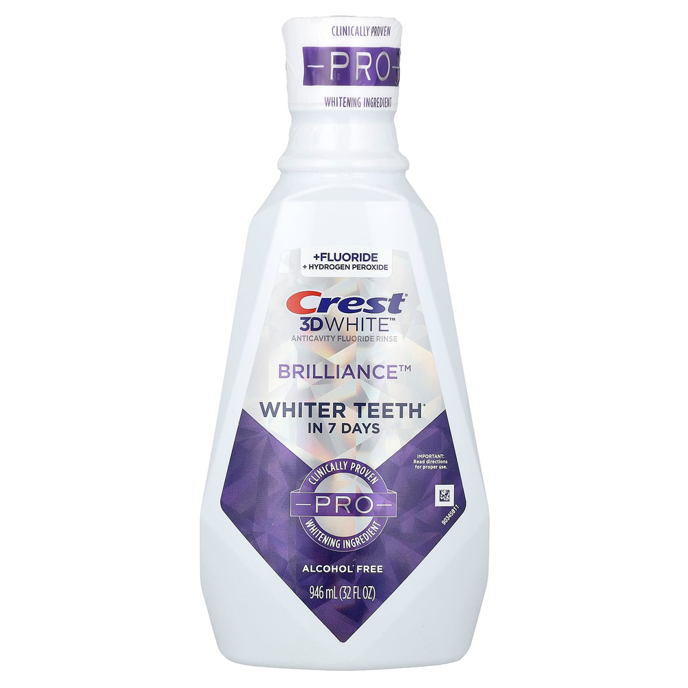 Crest, 3D White, ополаскиватель для рта с фторидом, против кариеса, блеск, без спирта, 946 мл (32 жидк. унции)