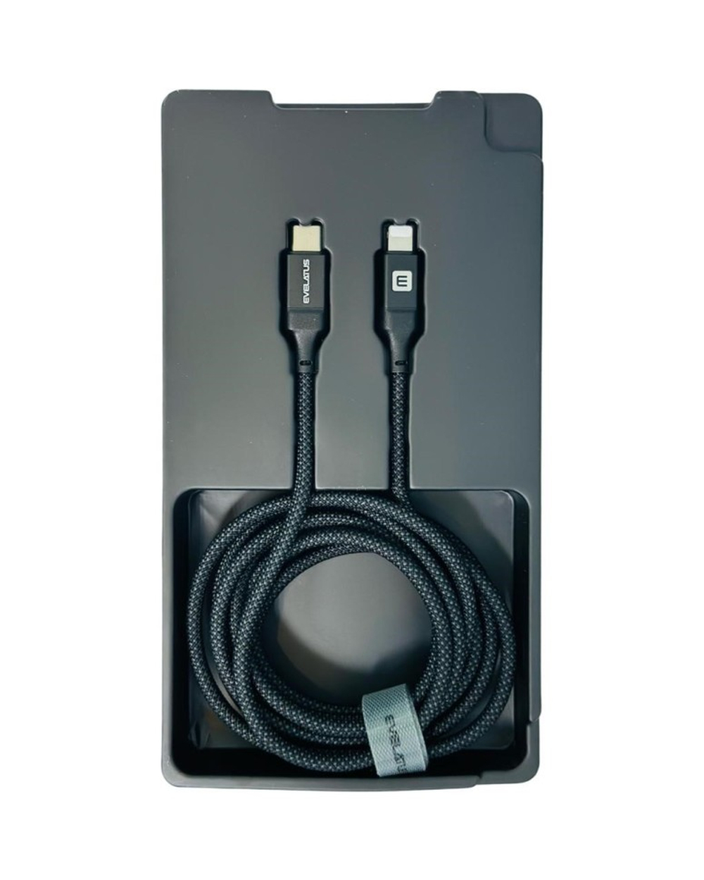 Usb Кабель-зарядка Type-C на Lightning Evelatus 60W 1.2м в тканевой оплетке черный