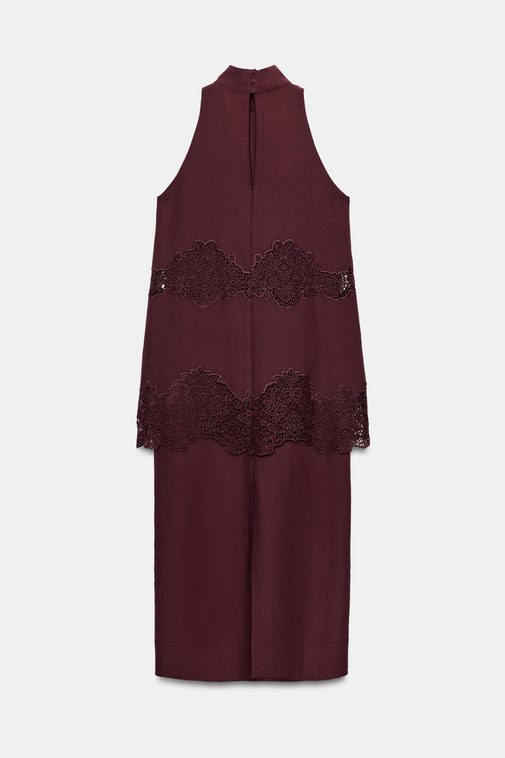 ПЛАТЬЕ МИДИ С ГОРЛОВИНОЙ ХАЛТЕР И ВЫШИВКОЙ — ZARA