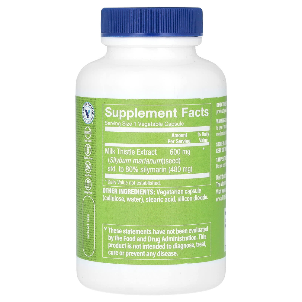 The Vitamin Shoppe, экстракт расторопши, 600 мг, 100 растительных капсул
