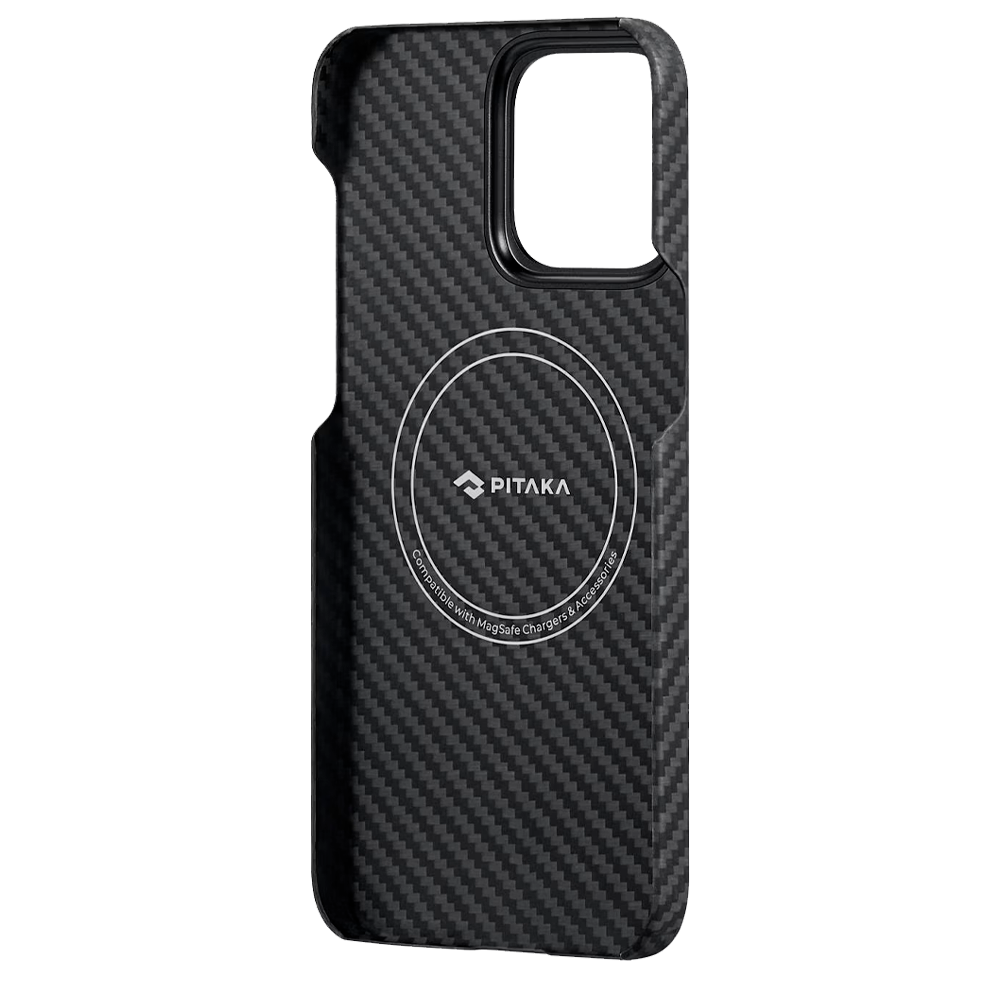 Чехол из арамидного волокна с поддержкой MagSafe PITAKA MagEZ Case 4 1500D для iPhone 15 Pro Max, Black / Gray (Черно-серый)